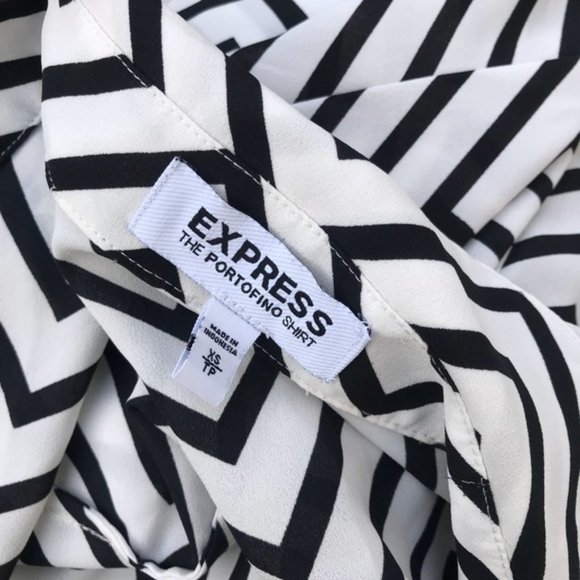 Original Fit Black & White Chevron Portofino Shirt - Picture 5 of 7